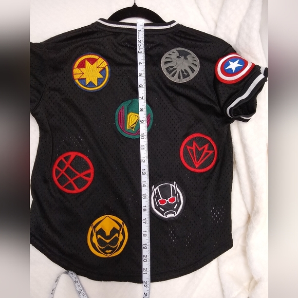 Marvel Avengers Youth Mesh V-Neck Batting Jersey Size Med "Lids Exclusive" Black - Picture 4 of 13